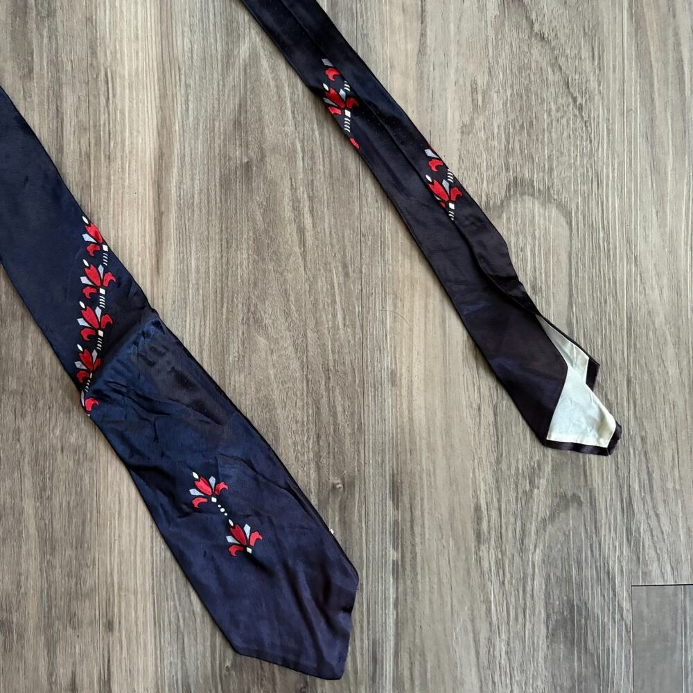 Vintage Wembley Neck Tie Rayon Rockabilly 1950s Black 49"